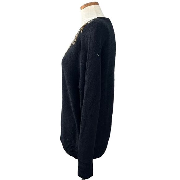 Vintage Silvercord Silk Angora Beaded Sequin Sweater Metallic Sunburst Size M - Picture 12 of 13